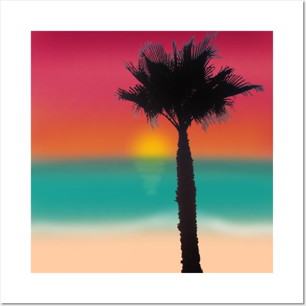 Palmtree sunset scenery Wall Art by Crea Twinkles